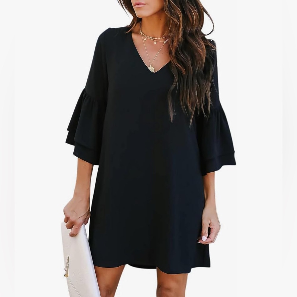 Belongsci Black Ruffle Sleeve Dress size Small - Picture 2 of 10